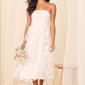 Lulu's Strapless White Floral Dress